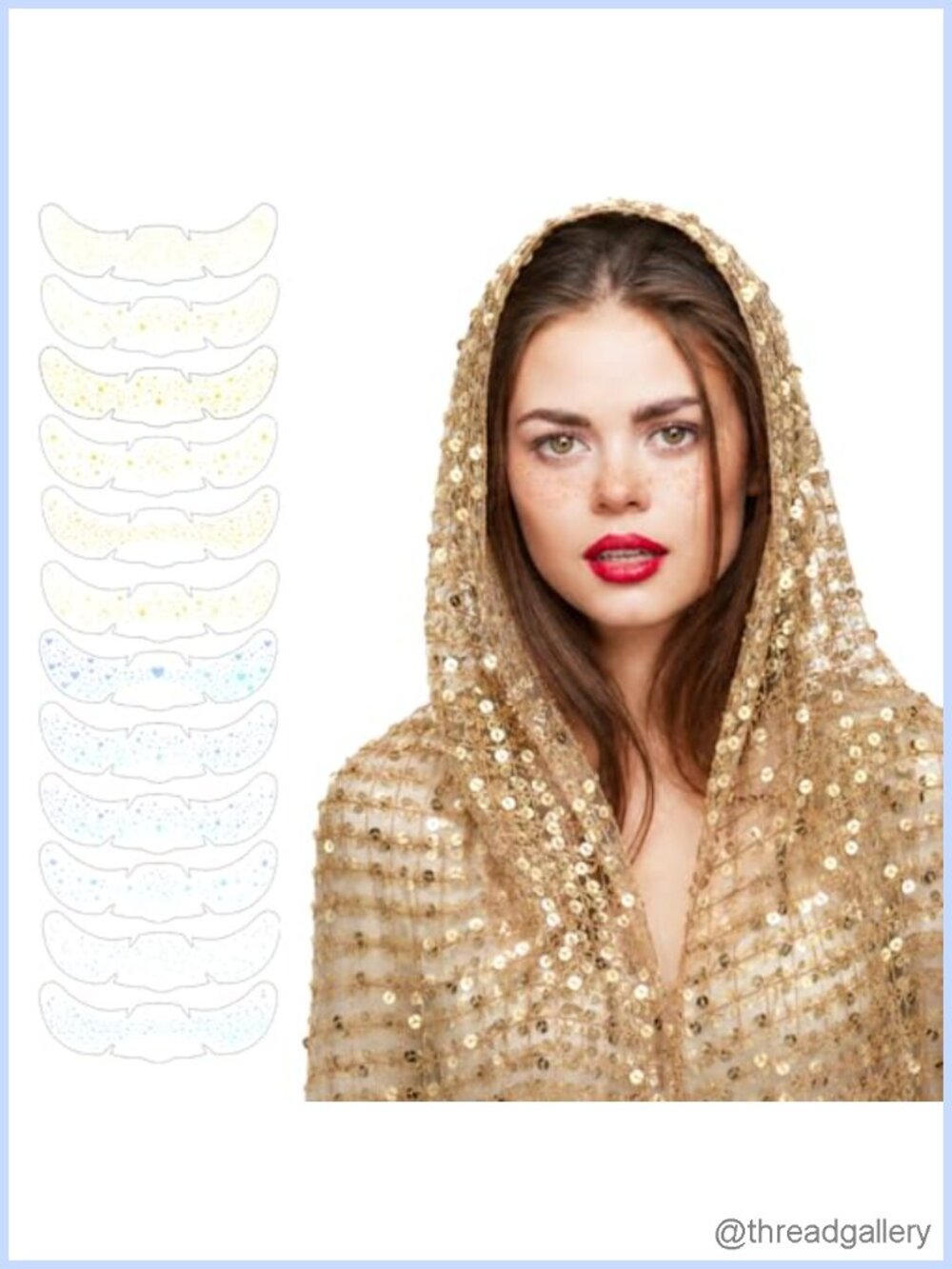 Festival Accessories Set: Sequin Hood Scarf with Face Gems & Glitter Stickers
